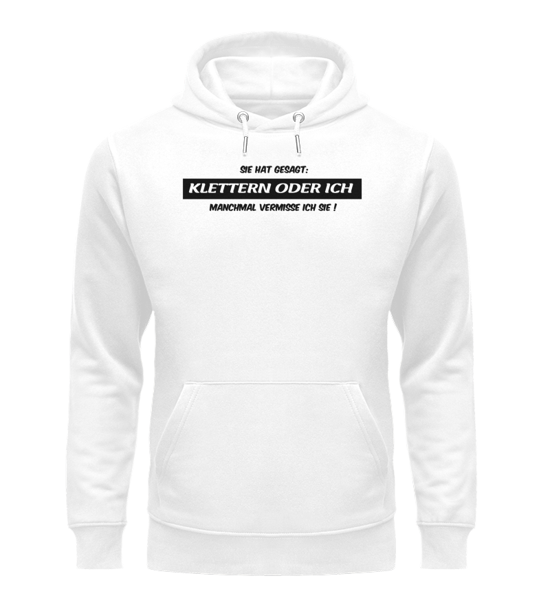 Klettern oder Ich (White-Edition) - Organic Hoodie